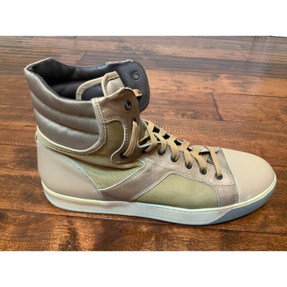 Lanvin High Trainers Tan Cap Toe Lace-Up High Top Sneakers, Size 11
